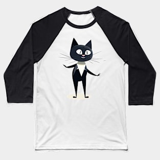 Funny Dancing Black Cat Baseball T-Shirt